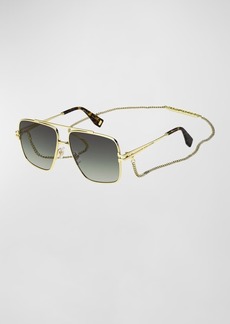 Marc Jacobs Chain Metal & Plastic Aviator Sunglasses 