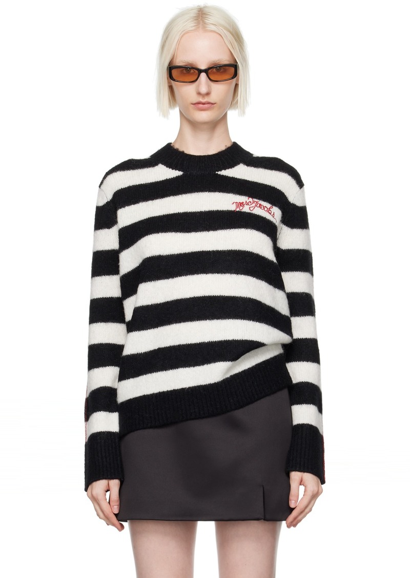 Marc Jacobs Black & White 'The Striped Brushed Logo' Sweater