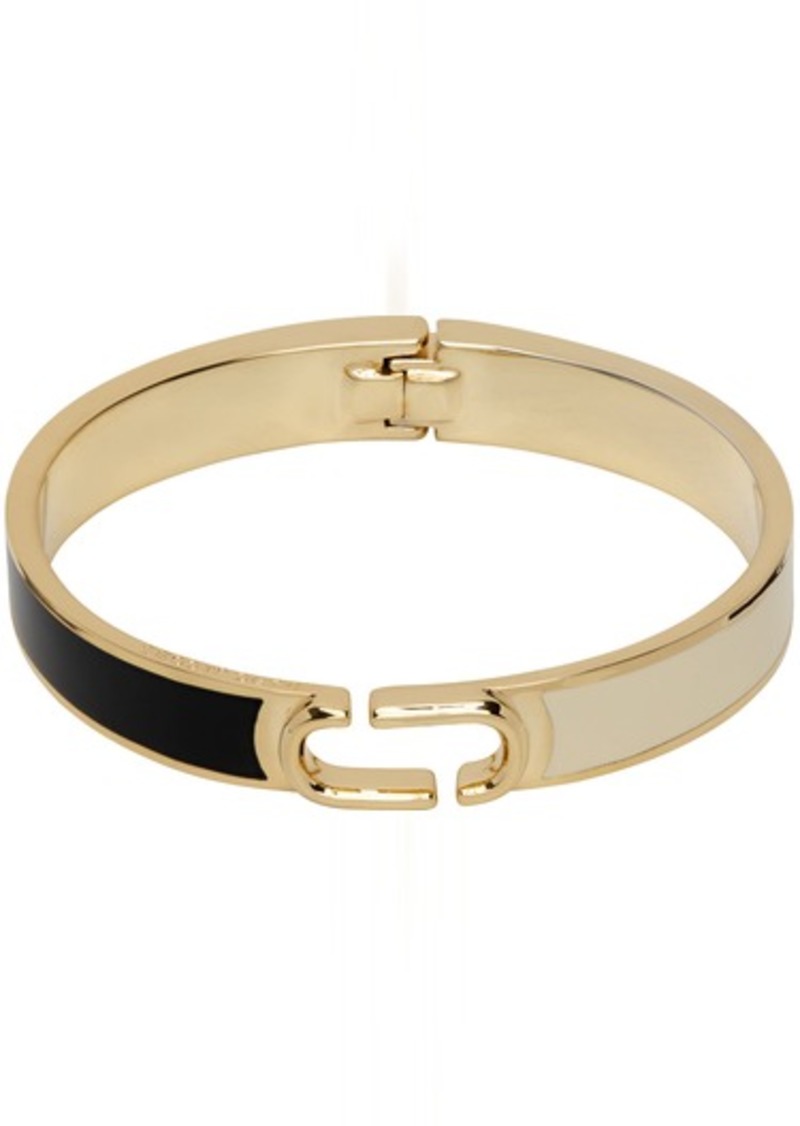 Marc Jacobs Gold & Beige J Marc Hinge Cuff Bracelet