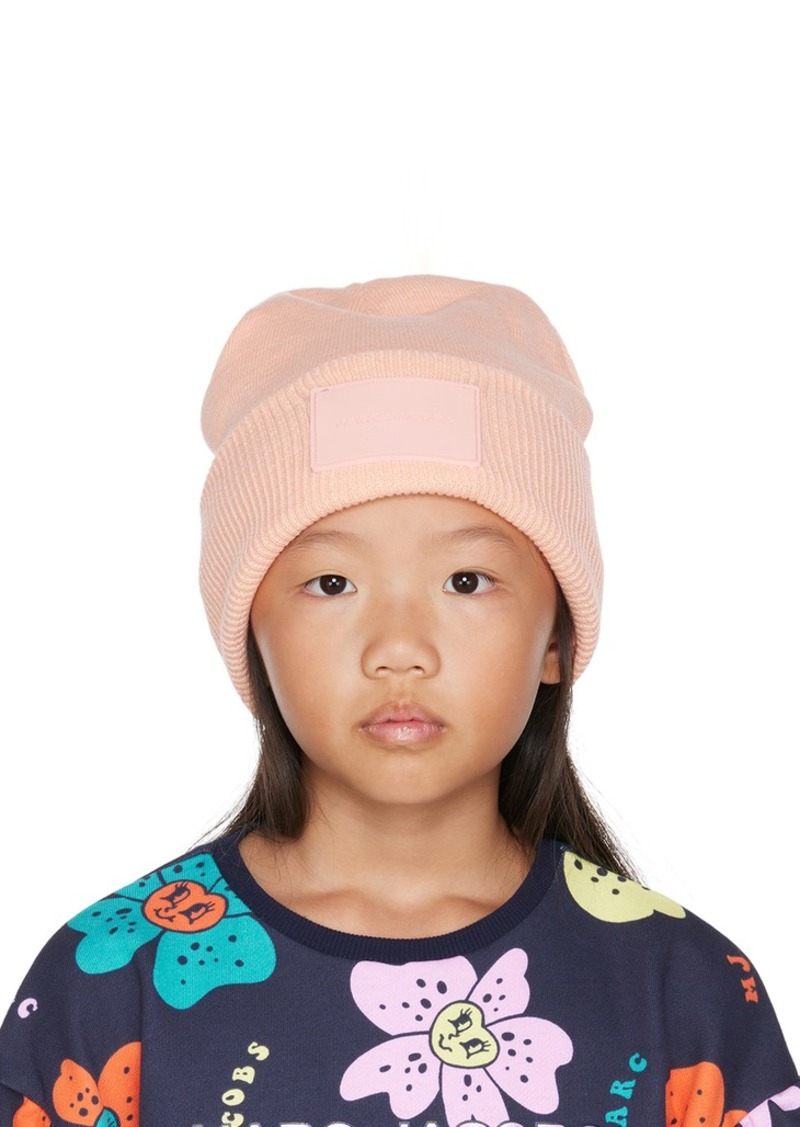 Marc Jacobs Kids Pink Logo Patch Beanie