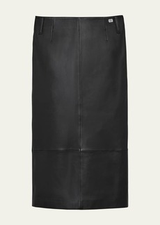 Marc Jacobs Leather Slim Pencil Midi Skirt