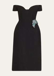 Marc Jacobs Runway Off-Shoulder Oversized Midi Dress with Brooch