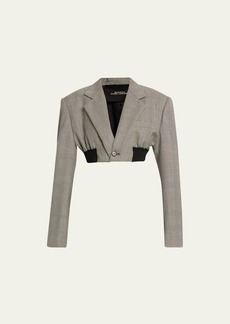 Marc Jacobs Runway Prince Of Wales Wool Cropped Blazer Jacket