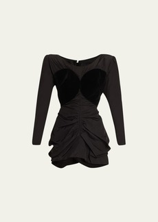 Marc Jacobs Runway Ruched Mini Dress with Velvet Bra Detail