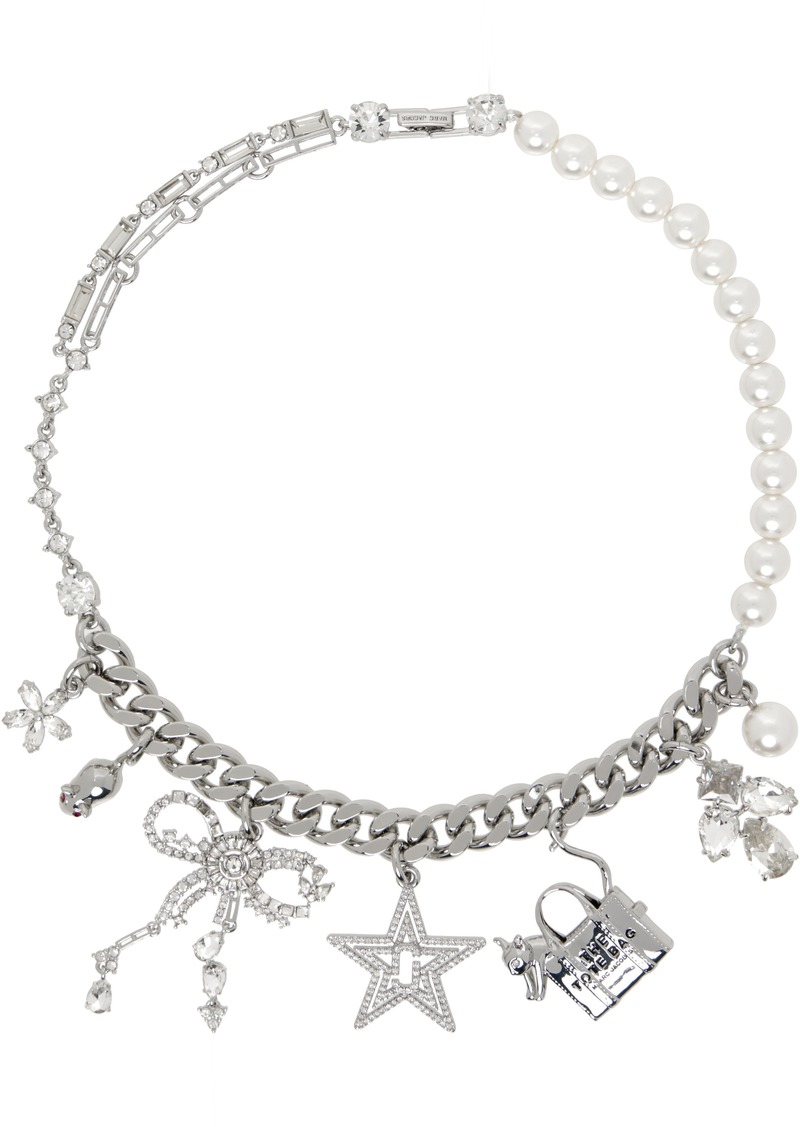 Marc Jacobs Silver & White 'Cats Out of the Bag' Charm Necklace