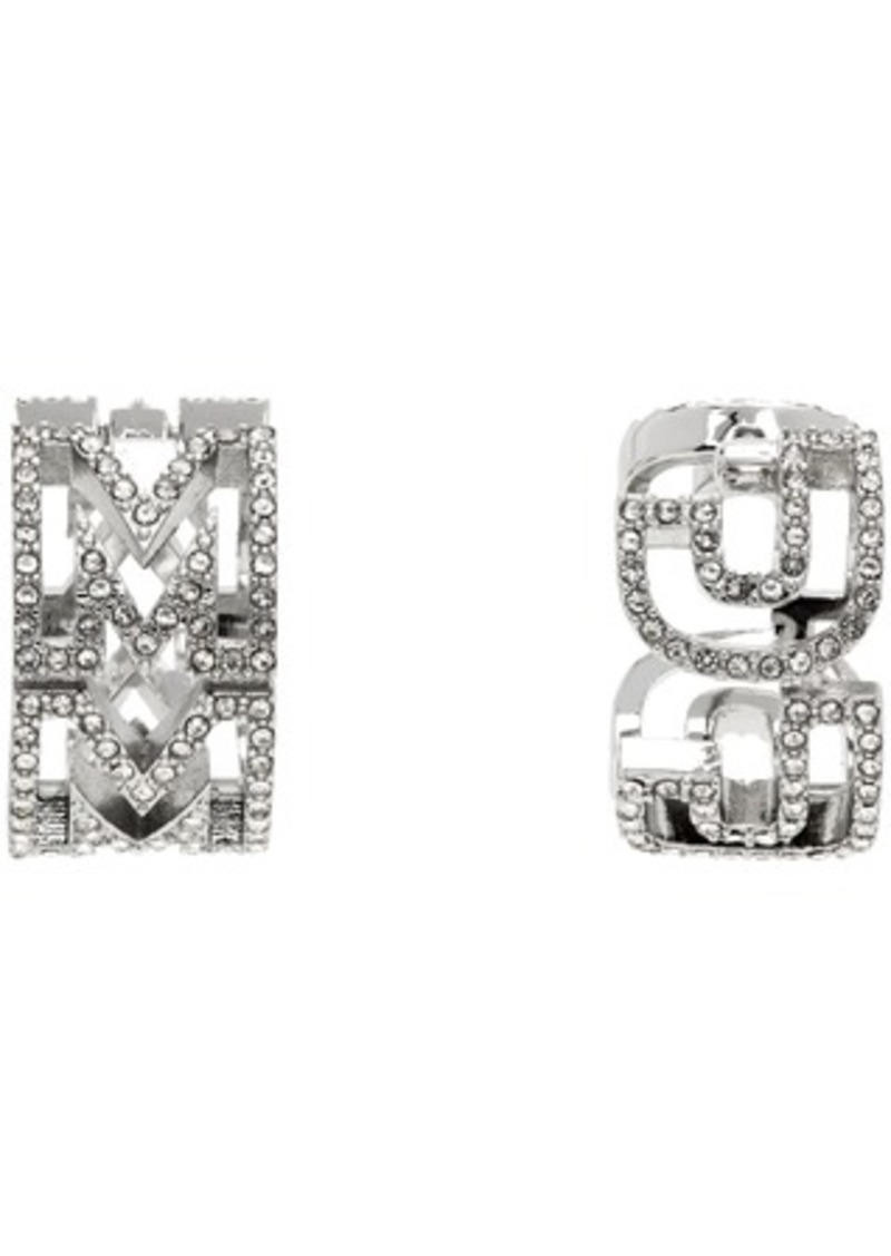 Marc Jacobs Silver Monogram Crystal Huggie Earrings