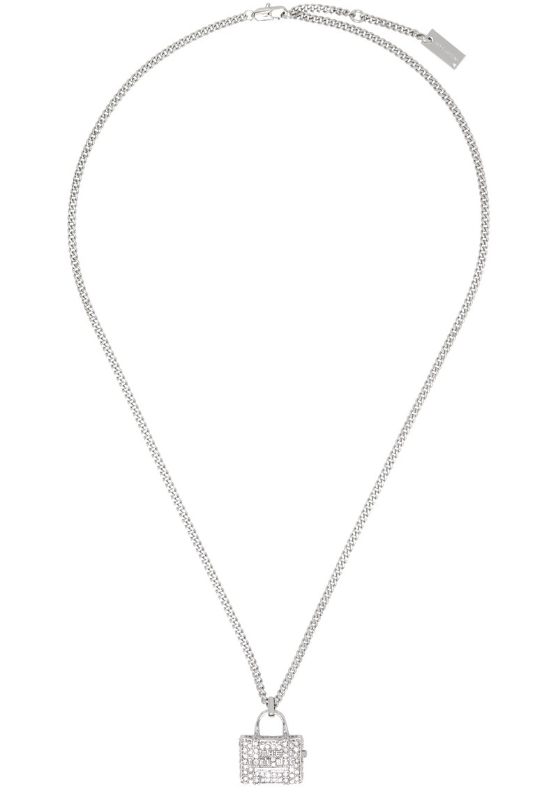 Marc Jacobs Silver 'The Pavé Tote Pendant' Necklace