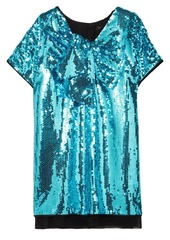 Marc Jacobs Woman Satin-paneled Bow-embellished Sequined Georgette Mini Dress Turquoise