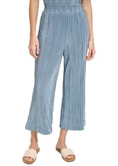 Andrew Marc New York Women's High-Rise Pull-On Plisse Crop Pants - Ink