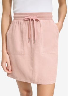Andrew Marc New York Women's Washed Linen High Rise Skirt with Twill Side Taping - Rose