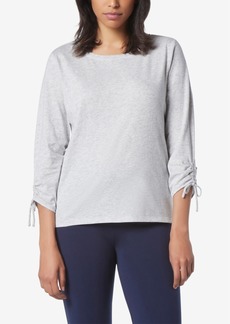 Marc New York Andrew Marc Sport Women's 3/4 Sleeve T-shirt with Cinched Sleeve - Vapor Heather