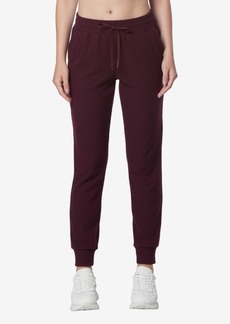 Marc New York Andrew Marc Sport Women's Brushed Rib Full Length Joggers with Pockets - Burgundy