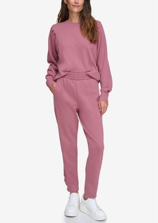 Marc New York Andrew Marc Sport Women's High Waist Joggers with Pleated Ankle Detail Pants - Toasted Mauve