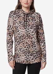 Marc New York Andrew Marc Sport Women's Long Sleeve Printed Cowl Neck Tunic Top - Gray Leopard