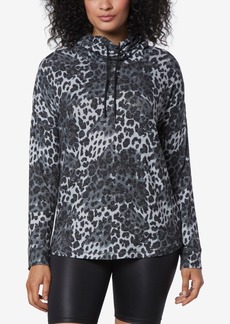 Marc New York Andrew Marc Sport Women's Long Sleeve Printed Cowl Neck Tunic Top - Gray Leopard