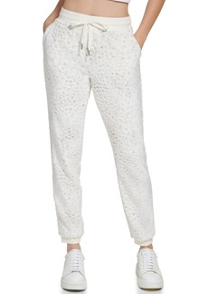 Marc New York Andrew Marc Sport Women's Novelty Spotted Faux Fur Jogger Pants - Ivory