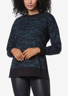 Marc New York Andrew Marc Sport Women's Printed Tunic Length Pullover Top with Side Vents - Spruce Texture