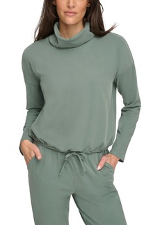 Marc New York Andrew Marc Sport Women's Sueded Pique Cowl Neck Top with Drawstring Waistband - Fern