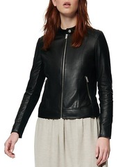 Marc New York Glenbrook Feather-Weight Leather & Knit Panel Moto Jacket