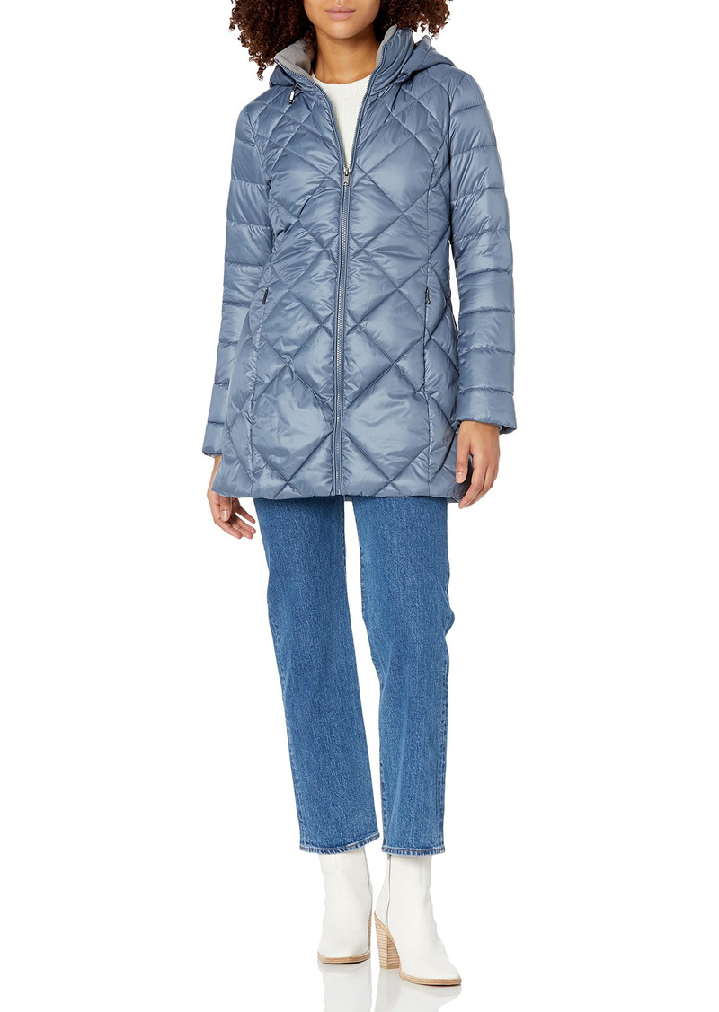 Marc New York by Andrew Marc Women's Claremont Diamond Quilted Down Jacket with Removable Hood 