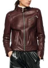 Marc New York Front-Zip Leather Moto Jacket