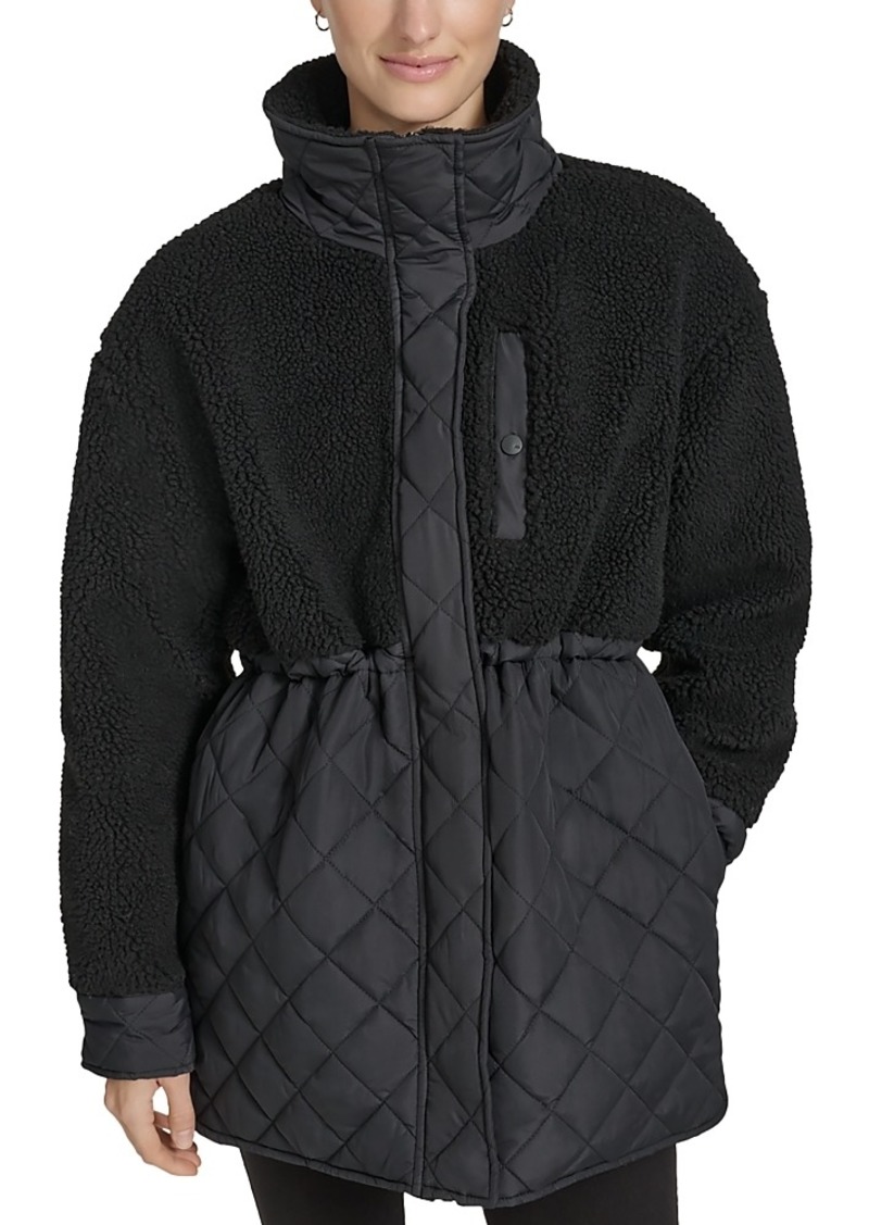 Marc New York Ladies Mixed Media Faux Sherpa & Quilted Jacket