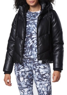 Marc New York Performance Hooded Faux Leather Puffer Jacket