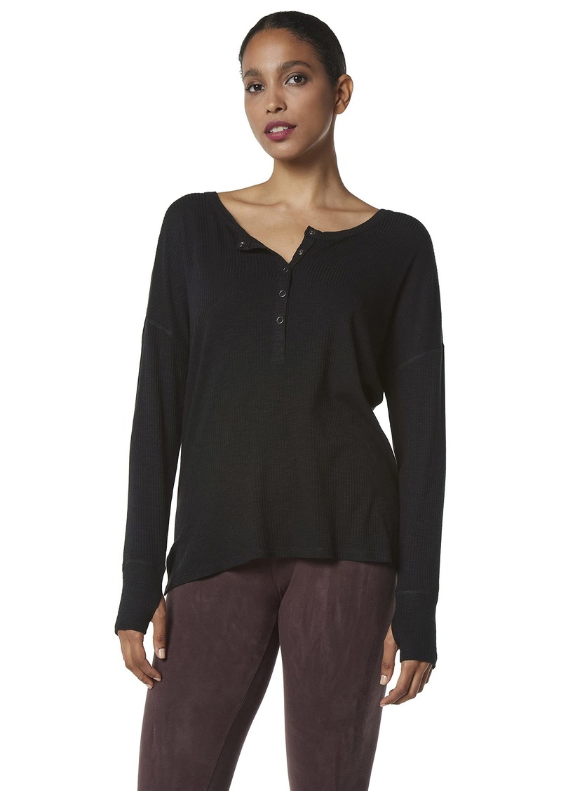 Andrew Marc Women's Long Sleeve Ribbed Vented Henley