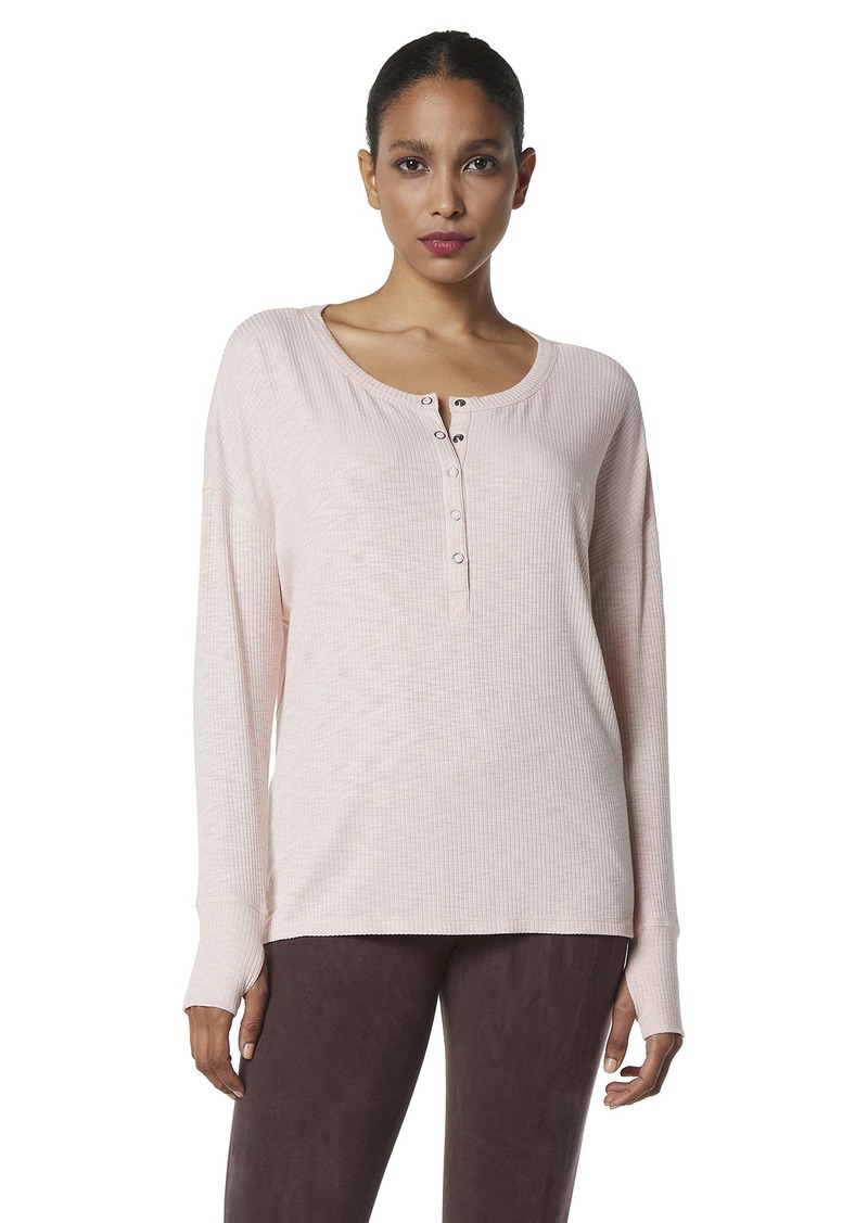 Andrew Marc Women's Long Sleeve Ribbed Vented Henley