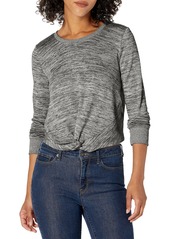 Marc New York Performance Women's Marled Sweater Knit Twist Front Top