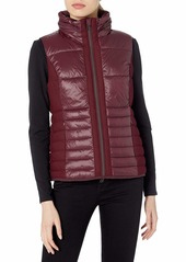 Marc New York Performance Women's Packable Vest with Jacquard Mesh Insets and Hidden Rain Hood