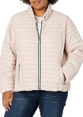 Marc New York Performance Women's Plus Size Lightweight Puffer Jacket with Novelty Trimming