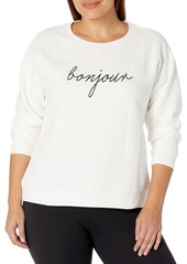 Marc New York Performance Women's Plus Size Puff Knit Graphic Long Sleeve Sweatshirt