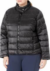 Andrew Marc Women's Plus Size Super Soft Packable Jacket with Giant Zippers