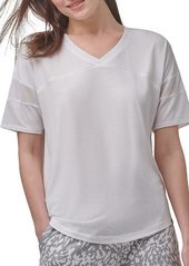 Andrew Marc Sport Women's Short Sleeve V-Neck Active T-Shirt with Mesh Band Detail (Regular & Plus)