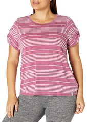 Andrew Marc Sport Women's Washed Short Sleeve Scattered Stripe tee