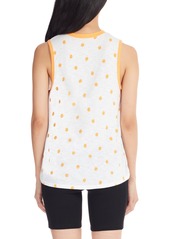 Marc New York Women's Performance Ditsy Daisy Printed Ringer Tank Top - White Daisy