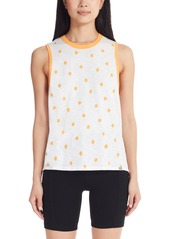 Marc New York Women's Performance Ditsy Daisy Printed Ringer Tank Top - White Daisy