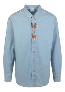Marcelo Burlon Feather Necklace Denim Shirt