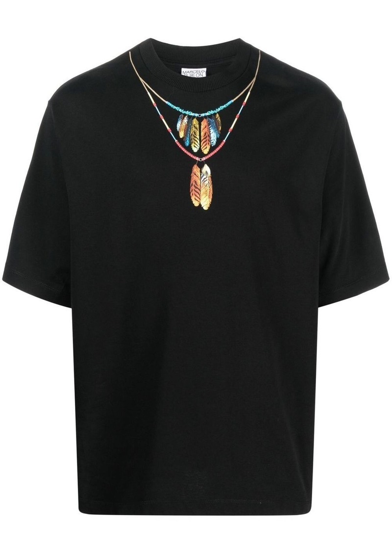 Marcelo Burlon Feathers Necklace cotton T-shirt