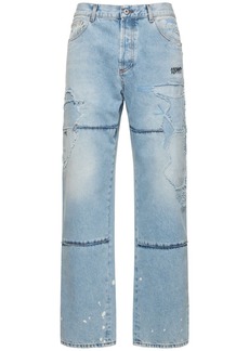 Marcelo Burlon Loose Distressed Cotton Denim Jeans
