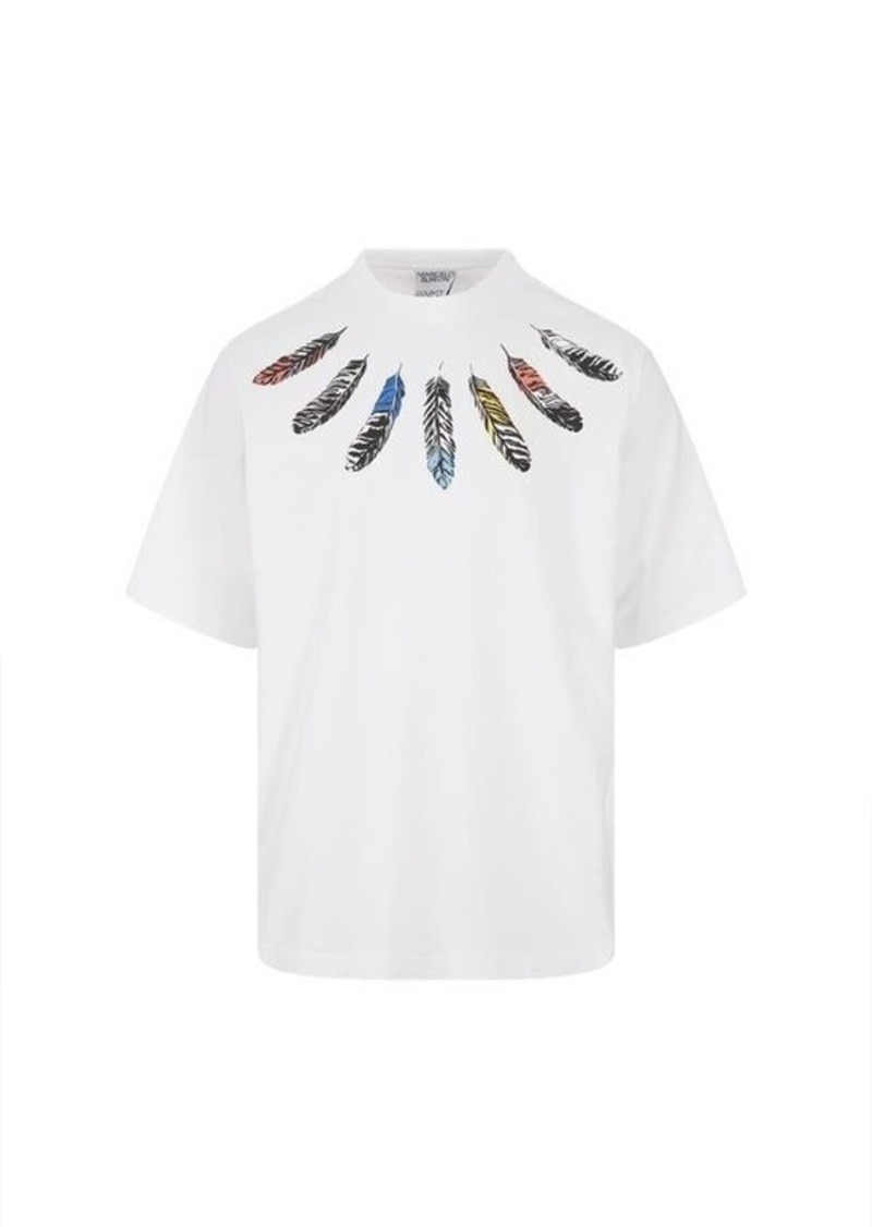 MARCELO BURLON COUNTY OF MILAN Collar Feathers Over T-Shirt In