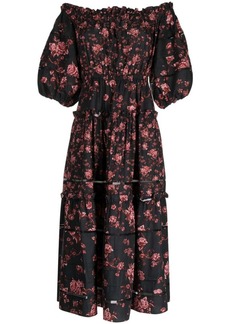 Marchesa Ayana floral-print off-shoulder midi dress