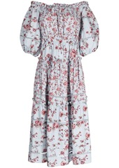 Marchesa Ayana floral-print off-shoulder midi dress