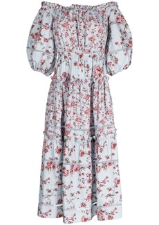 Marchesa Ayana floral-print off-shoulder midi dress