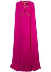 Marchesa beaded embroidered cape gown