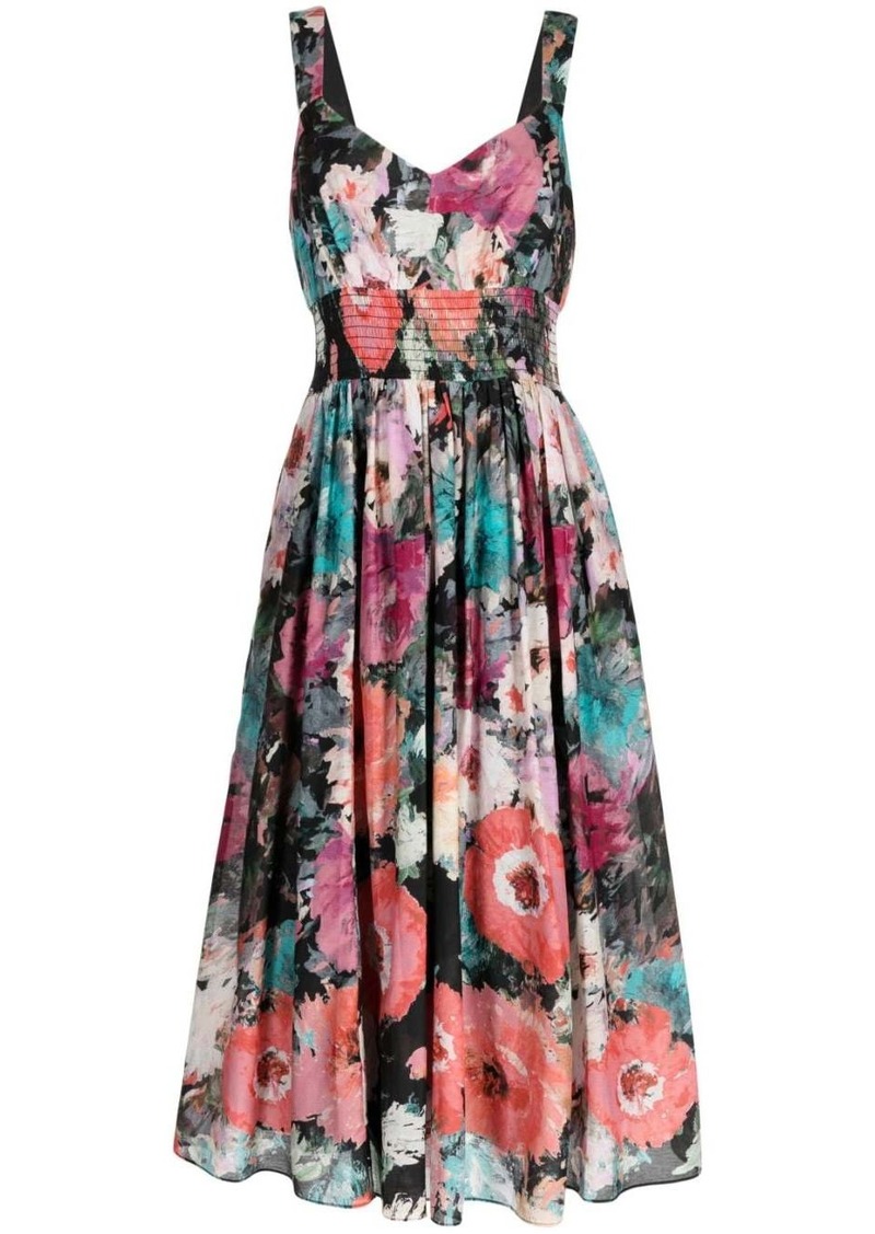 Marchesa Betony floral-print midi dress