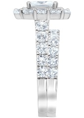 Marchesa Certified Diamond (4 ct. t.w.) Emerald Halo Bridal Set in 18k White, Yellow or Rose Gold - White Gold