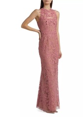 Marchesa Corded Lace & Floral Applique Gown