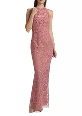 Marchesa Corded Lace & Floral Applique Gown